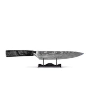 Couteaux Shinrai - Coffret de 3 couteaux en époxy onyx à motif damassé - Couteau de chef + Nakiri + Couteau d'office