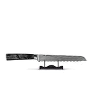 Couteaux Shinrai - Coffret de 4 couteaux en époxy onyx à motif damassé - Couteau de chef + Couteau à pain + Nakiri + Couteau d'office