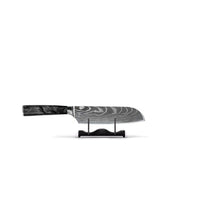 Juego de cuchillos Shinrai - Epoxy Onyx de 5 piezas con estampado de Damasco - Cuchillo de chef + Cuchillo de pan + Nakiri + Santoku pequeño + Cuchillo pelador.