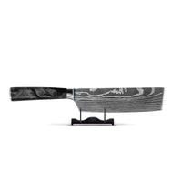 Cuchillos Shinrai - Cuchillo Nakiri de 18 cm con ónix y estampado de Damasco, fabricado en resina epoxi.