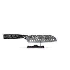 Epoxi Ónix Estampado Damasco Japonés - Cuchillo Santoku (18cm) Shinrai Knives - Damascus Print Onyx Epoxy Santoku mes 18cm Santokumes Shinrai Knives