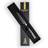 Cuchillos Shinrai - Cuchillo de pelar Onyx con estampado Damasco Cuchillo de pelar de 8 cm Cuchillos Shinrai