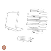 Cuchillos Shinrai - Juego de 6 cuchillos de madera de Damasco Pakka + Bloque para cuchillos + Piedra de afilar Juego de cuchillos con bloque y piedra de afilar Cuchillos Shinrai