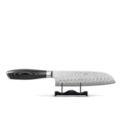 Couteaux Shinrai - Coffret complet en bois de Damas Pakka - Ensemble de couteaux complet avec bloc, planche à découper et pierre à aiguiser