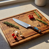 Cuchillos Shinrai - Juego de cuchillos de Damasco Eclipse de 2 piezas - Cuchillo de chef + Cuchillo para pan Juego de cuchillos Shinrai