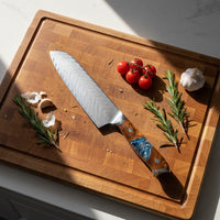 Cuchillos Shinrai - Juego de cuchillos de Damasco Eclipse de 4 piezas - Cuchillo de chef + Nakiri + Santoku + Cuchillo para pan Juego de cuchillos Shinrai