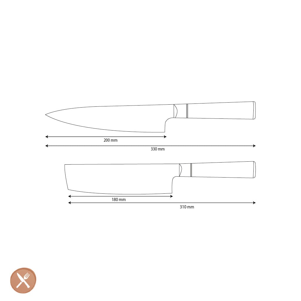 Cuchillos Shinrai - Juego de cuchillos de Damasco de 2 piezas con acabado epoxi y ónix - Juego de cuchillo de chef + cuchillo nakiri Shinrai Knives