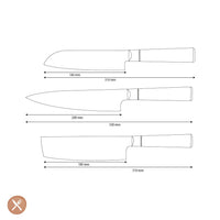Shinrai Knives - Juego de 3 cuchillos de Damasco Epoxy Onyx - Cuchillo de chef + Nakiri + Santoku Shinrai Knives