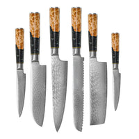 Shinrai Knives - Juego de 6 cuchillos Epoxy Onyx + Bloque para cuchillos Juego de cuchillos giratorios con bloque Shinrai Knives