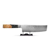 Couteaux Shinrai - Couteau Nakiri en acier damassé époxy onyx 18 cm