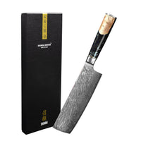 Couteaux Shinrai - Couteau Nakiri en acier damassé époxy onyx 18 cm