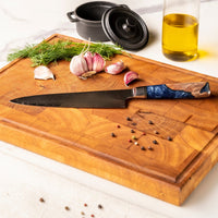 Couteaux Shinrai - Coffret de 6 couteaux en résine époxy saphir + bloc à couteaux - Coffret de couteaux rotatifs avec bloc - Couteaux Shinrai