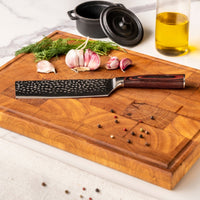 Cuchillos Shinrai - Juego de 2 cuchillos de acero inoxidable martillado - Cuchillo Nakiri + Cuchillo para pelar Juego de cuchillos Shinrai