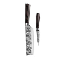 Cuchillos Shinrai - Juego de 2 cuchillos de acero inoxidable martillado - Cuchillo Nakiri + Cuchillo para pelar Juego de cuchillos Shinrai