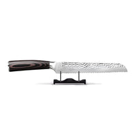 Juego de cuchillos Shinrai de acero inoxidable martillado de 5 piezas: cuchillo de chef + cuchillo de pan + nakiri + santoku pequeño + cuchillo pelador.
