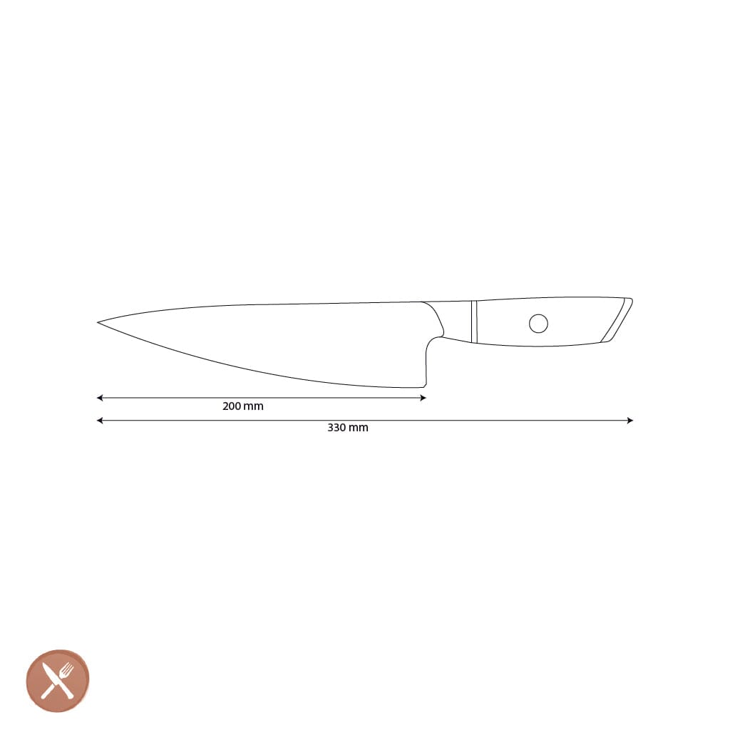 Cuchillos Shinrai - Cuchillo de chef Hikari Damascus de 20 cm