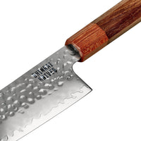 Cuchillos Shinrai - Juego de 4 piezas Damascus exclusivo de Kigami - Cuchillo de chef + Cuchillo para pan + Nakiri + Cuchillo mondador Juego de cuchillos Shinrai Knives