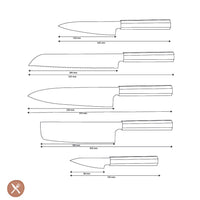 Shinrai Knives - Juego de 5 piezas Damascus exclusivo de Kigami - Cuchillo de chef + Cuchillo para pan + Nakiri + Cuchillo de oficina + Cuchillo de pelar Juego de cuchillos Shinrai Knives