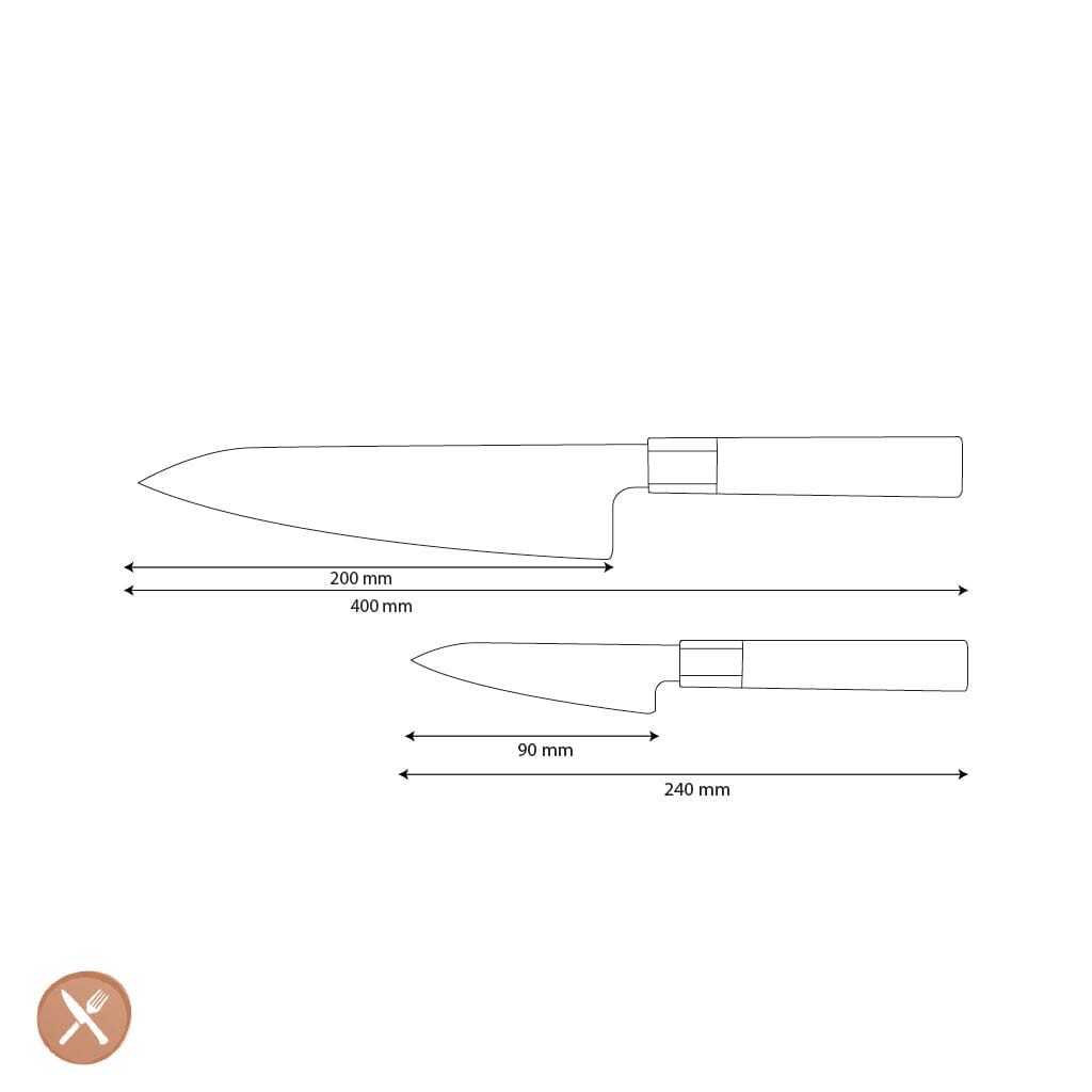 Shinrai Knives - Juego de cuchillos Damasco Kurayami de 2 piezas - Cuchillo de chef + cuchillo pelador Shinrai Knives Juego de cuchillos