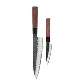Shinrai Knives - Juego de cuchillos Damasco Kurayami de 2 piezas - Cuchillo de chef + cuchillo pelador Shinrai Knives - Kurayami 2-delige Damascus Messenset - Koksmes + Schilmes Messenset Shinrai Knives