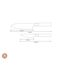 Cuchillos Shinrai - Juego de cuchillos Damasco Kurayami de 2 piezas - Santoku + Juego de cuchillos mondadores Cuchillos Shinrai