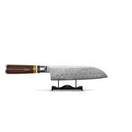 Micarta Joyas Damasco Santoku 18 cm Shinrai Knives - Micarta Jewels 3-delige Messenset - Koksmes + Nakiri + Santoku Messenset Shinrai Knives