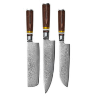 Cuchillos Shinrai - Juego de Cuchillos Micarta Jewels 3 Piezas - Juego de Cuchillo Chef + Nakiri + Cuchillo Santoku Cuchillos Shinrai