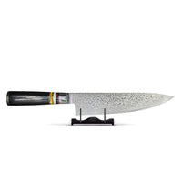 Cuchillos Shinrai - Cuchillo de chef de Damasco negro con incrustaciones de Micarta, 20 cm.