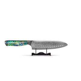 Cuchillo Santoku Damasco Joyas Nácar 18 cm Shinrai Knives - Parelmoer Jewels 5-delige Messenset + Messenblok Stans Messenset met blok Shinrai Knives