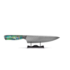 Cuchillo Chef Damasco Joyas Nácar 20 cm Shinrai Knives - Parelmoer Jewels Damascus Koksmes 20 cm Koksmes Shinrai Knives