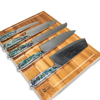 Shinrai Knives - Parelmoer Jewels Serie 5-delige Damascus Messenset Messenset Shinrai Knives