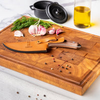 Cuchillos Shinrai - Cuchillo de chef Gladiator de acero inoxidable con funda - Cuchillo de chef para exteriores marrón Shinrai Knives