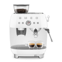 Smeg - Cafetera espresso | Blanca | Años 50 | Cafetera espresso manual con molinillo de café integrado Cafetera espresso manual Smeg