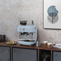 Smeg - Cafetera espresso | Blanca | Años 50 | Cafetera espresso manual con molinillo de café integrado Cafetera espresso manual Smeg