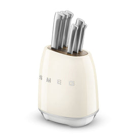 SMEG - Bloque de cuchillos con 6 cuchillos Crema SMEG - Bloque de cuchillos con 6 cuchillos Juego de cuchillos para crema con bloque Smeg