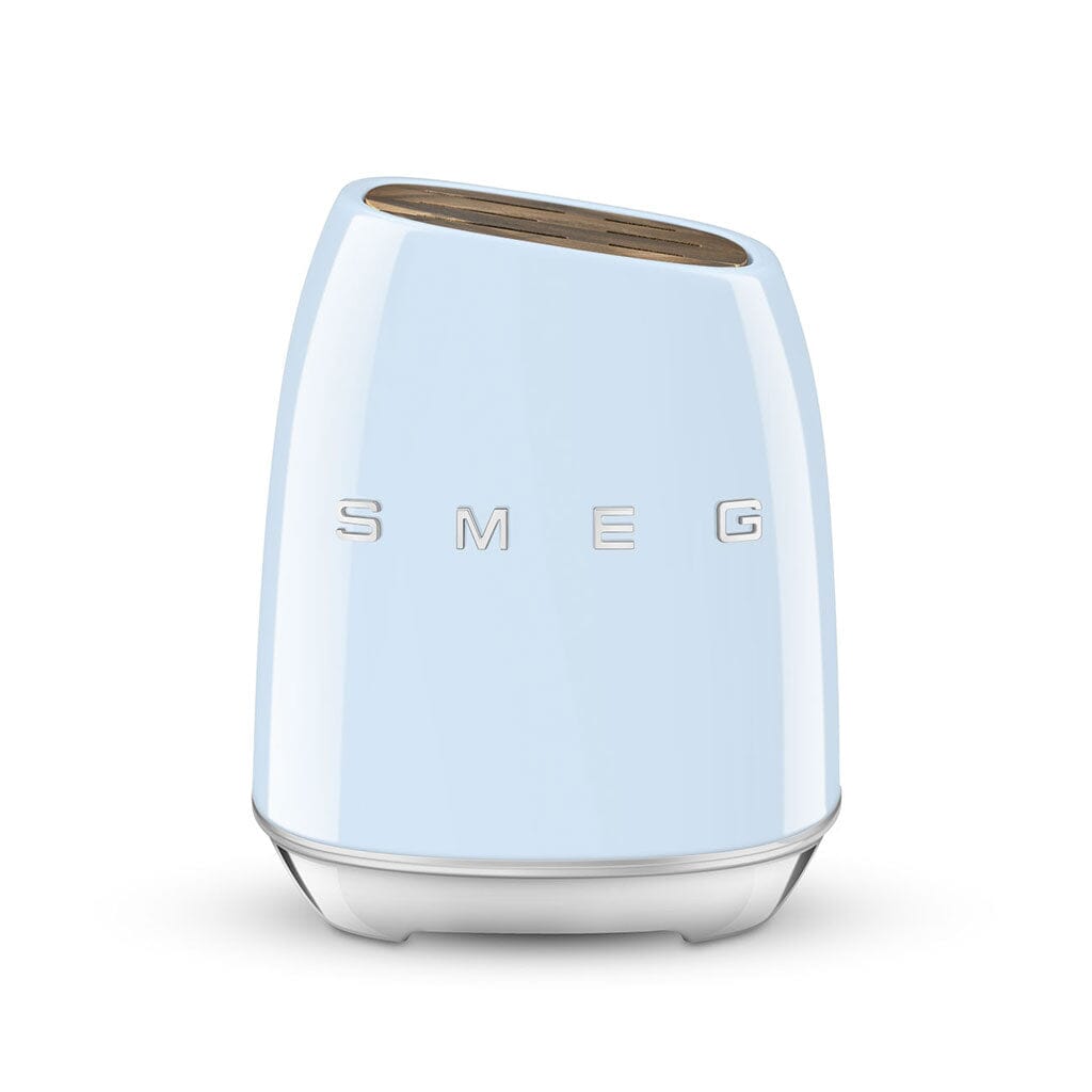 SMEG - Bloque de cuchillos con 6 cuchillos Azul pastel Juego de cuchillos con bloque Smeg