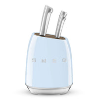 SMEG - Bloque de cuchillos con 6 cuchillos Azul pastel Juego de cuchillos con bloque Smeg