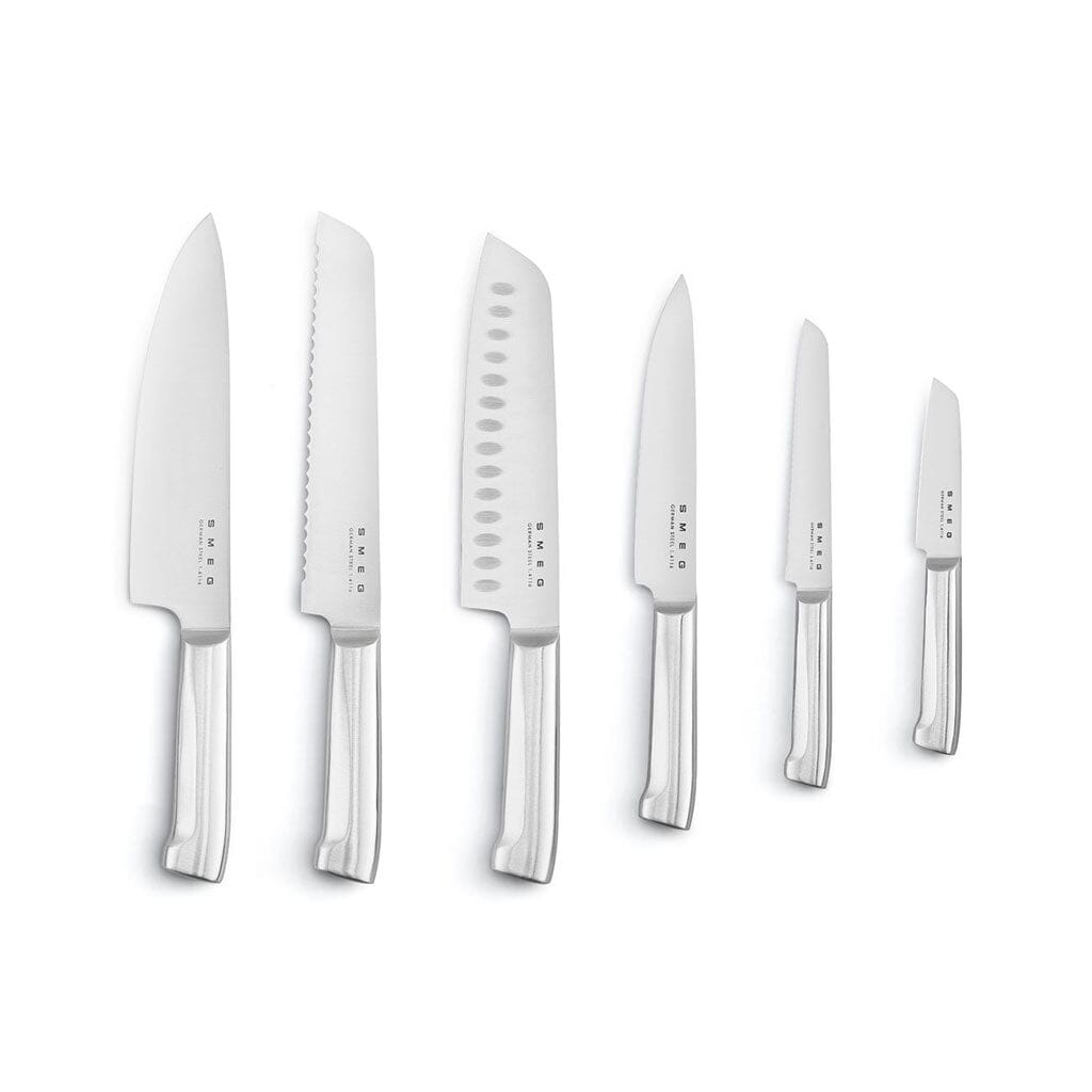 SMEG - Bloque de cuchillos con 6 cuchillos Negro Juego de cuchillos con bloque Smeg