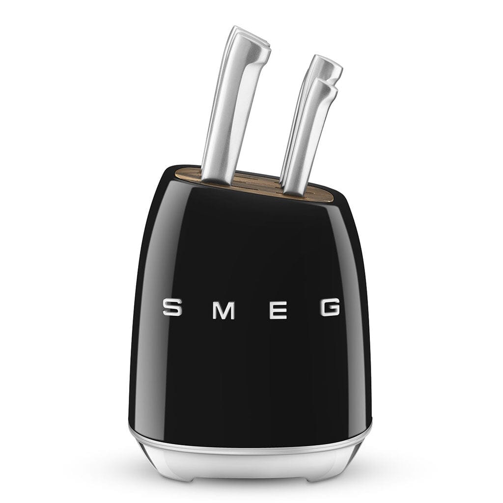 SMEG - Bloque de cuchillos con 6 cuchillos Negro Juego de cuchillos con bloque Smeg