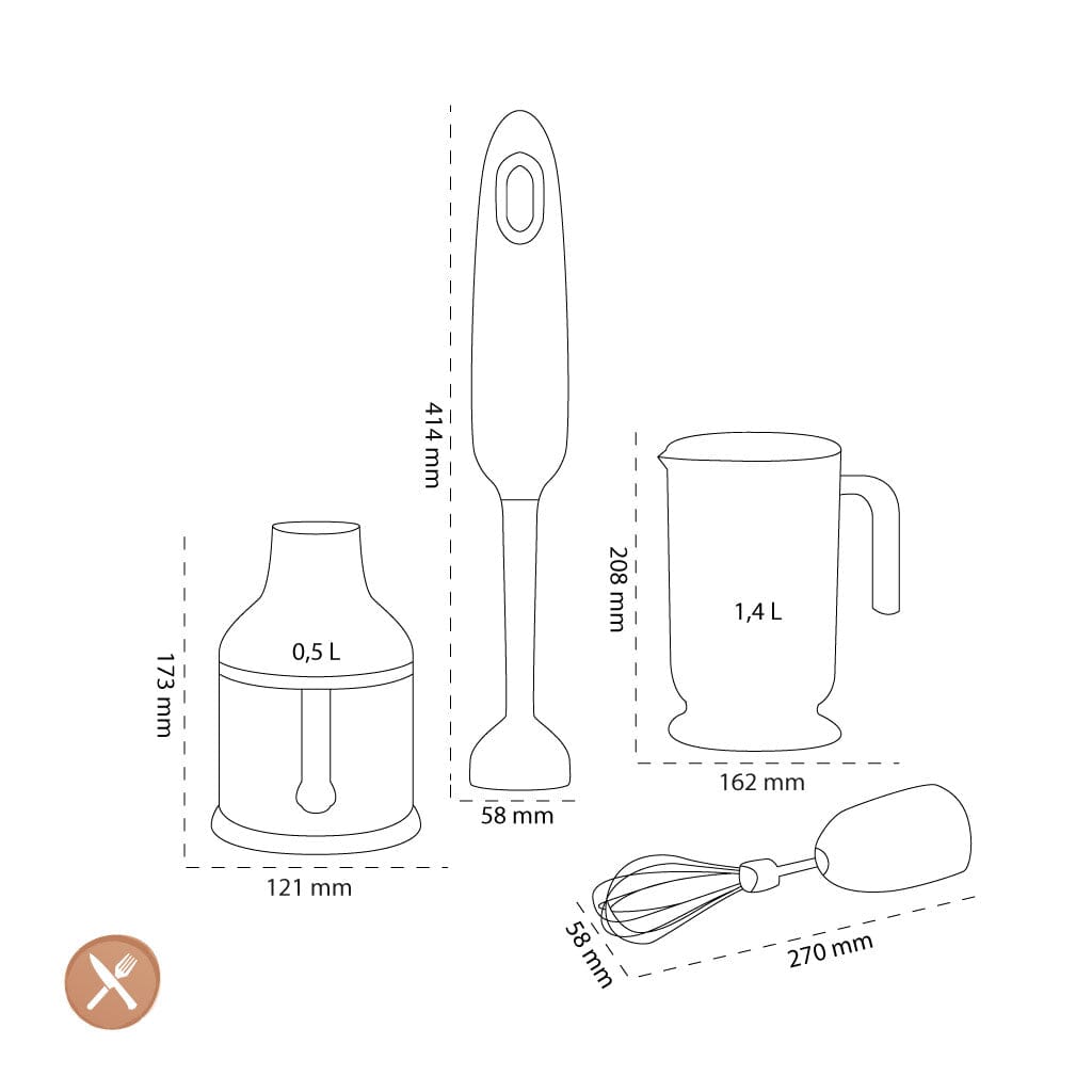 Batidora de mano Smeg | Negra | Años 50 | Batidora de mano con accesorios Batidora de mano Smeg