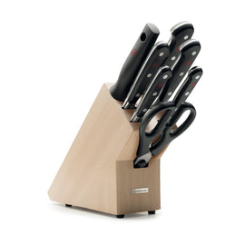 Wusthof - Juego de cuchillos clásico de 7 piezas con taco de madera de haya Wusthof - Juego de cuchillos clásico de 7 piezas con bloque de madera de haya Juego de cuchillos con bloque Wusthof