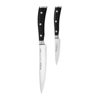 Wüsthof - Juego de cuchillos Classic Ikon de 2 piezas - Cuchillo flexible para filetear + cuchillo para pelar Juego de cuchillos Wüsthof