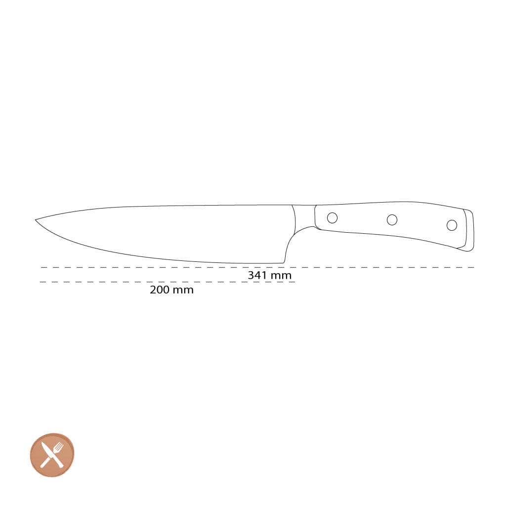 Wusthof - Cuchillo de chef Classic Ikon de 20 cm + Bloque de cuchillos marrón de regalo Cuchillo de chef Wusthof