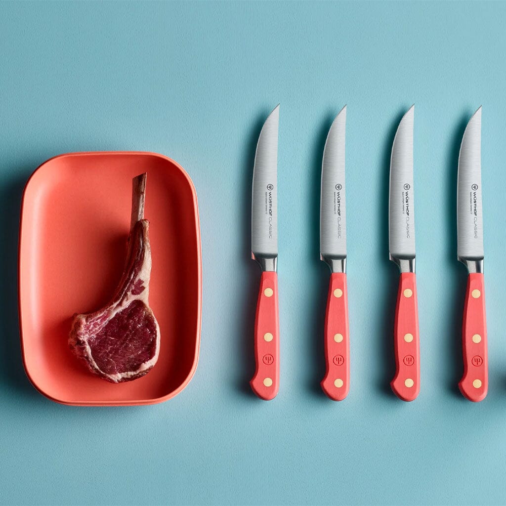 Wusthof - Juego de cuchillos para carne clásicos Juego de cuchillos de 4 piezas color melocotón coral Wusthof
