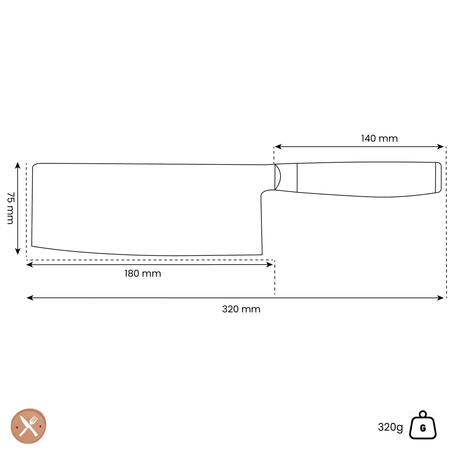 Yaxell - Cuchillo de cocinero chino Ran 18 cm Cuchillo de cocinero chino Yaxell