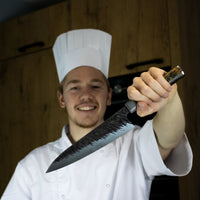 Ame - Cuchillo de chef japonés con patrón de lluvia, 21 cm, cuchillos de cocina Satake