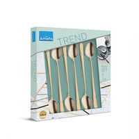 Amefa - 6 cucharillas heladas con PVD dorado mate en caja de moda - Amefa dorado