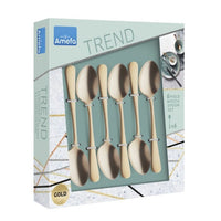 Amefa - 6 cucharas de café con acabado PVD dorado mate en caja de moda - Amefa dorado