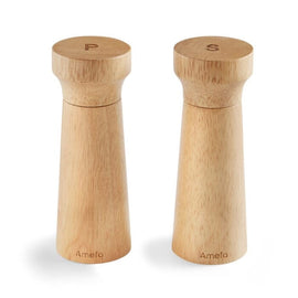 Amefa - Juego de molinillo de sal y pimienta moderno 15 cm - Madera Amefa - Moderno juego de 2 molinillos de pimienta y sal de madera de 15 cm - en caja de regalo Amefa