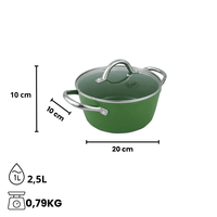 Por C&P - Cacerola Go Green 20 cm con tapa de cristal Por C&P
